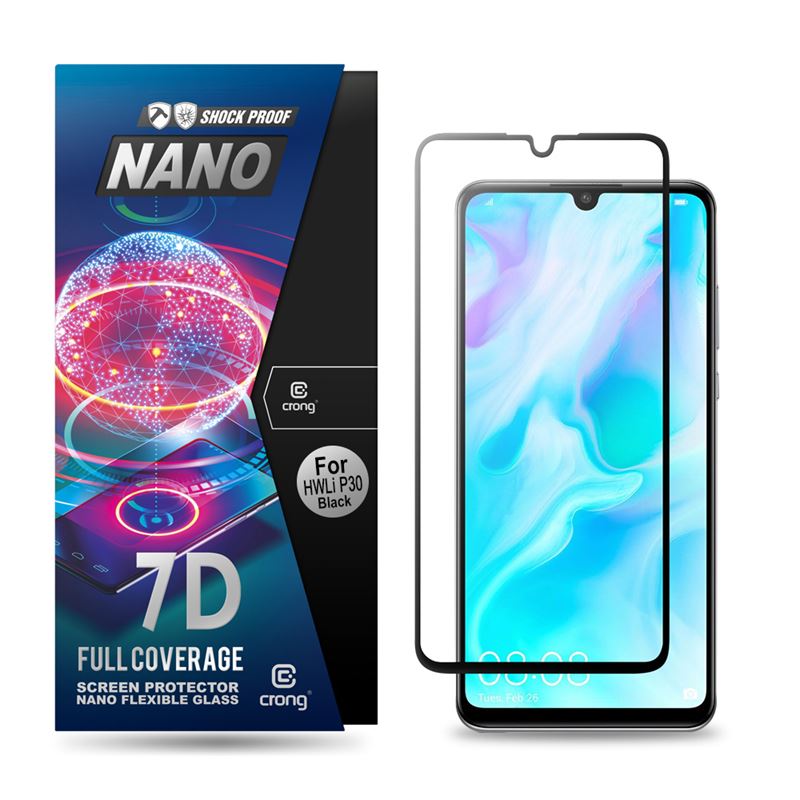 Crong 7D Nano Flexible Glass - Szkło hybrydowe 9H na cały ekran Huawei P30 Lite