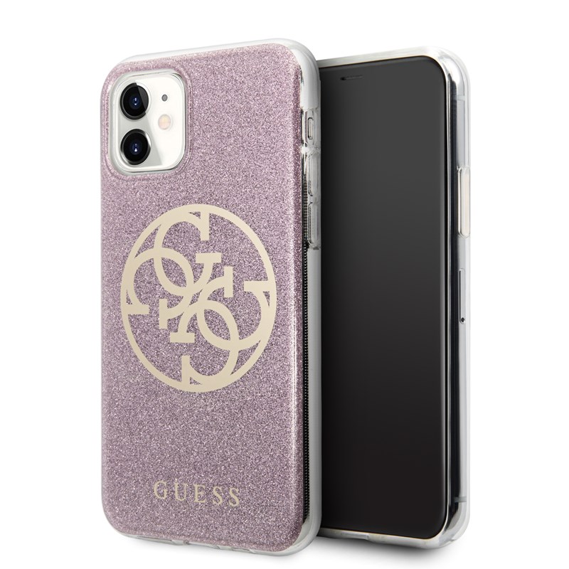 Guess Circle Glitter 4G - Etui iPhone 11 (różowy)