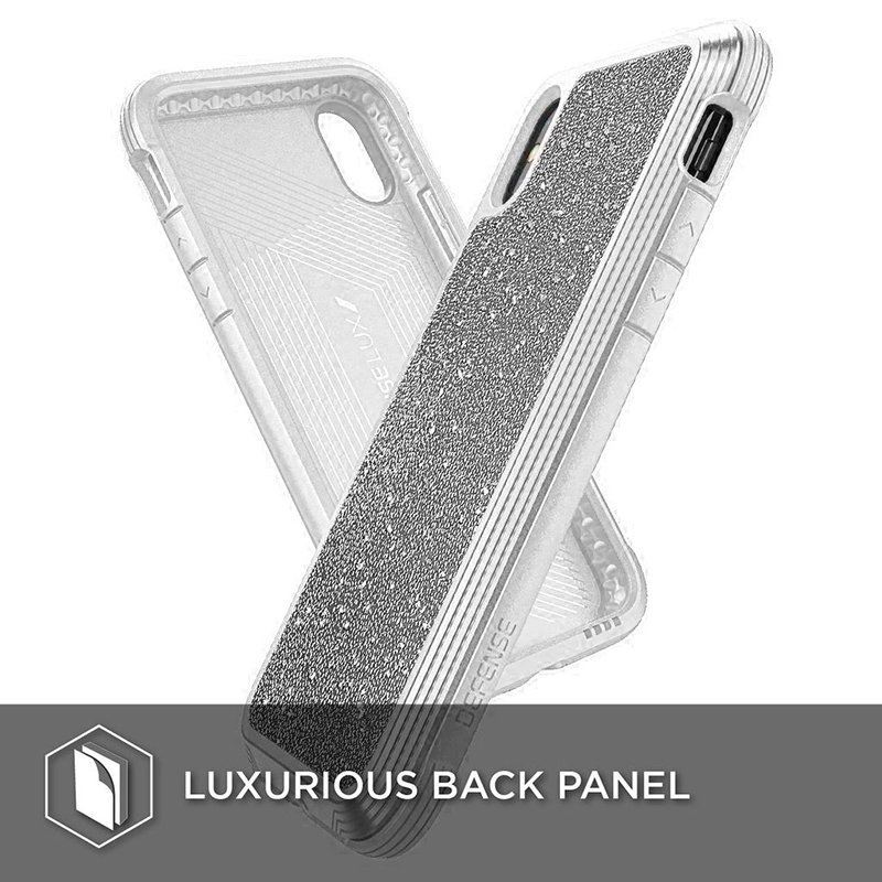 X-Doria Defense Lux - Etui aluminiowe iPhone Xs Max (Drop test 3m) (White Glitter)