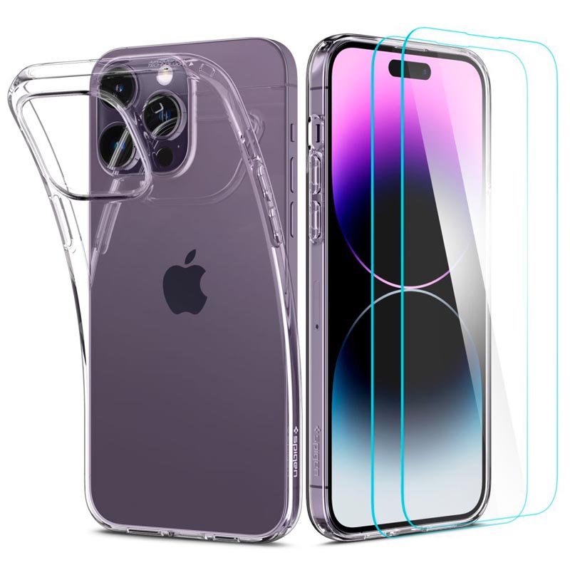 Spigen Crystal Pack - Zestaw etui + 2 x szkło do iPhone 14 Pro (Przezroczysty)