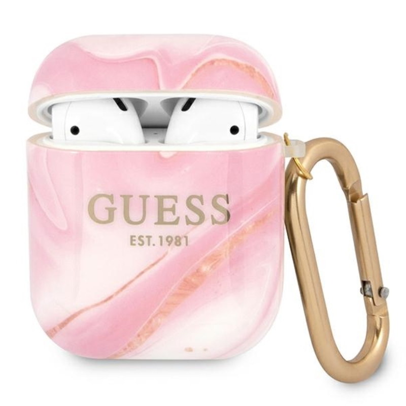 Guess Marble Est. - Etui Airpods (różowy)