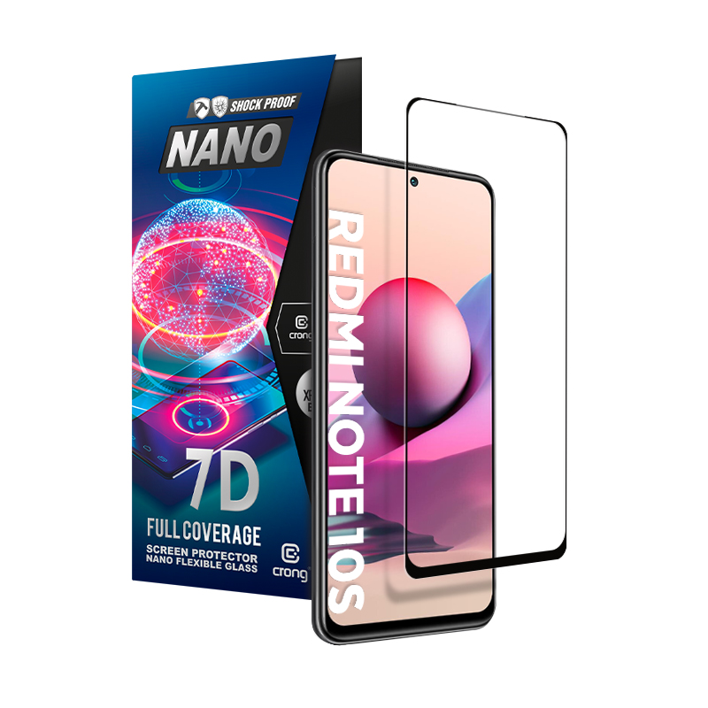 Crong 7D Nano Flexible Glass - Niepękające szkło hybrydowe 9H na cały ekran Xiaomi Redmi Note 10S