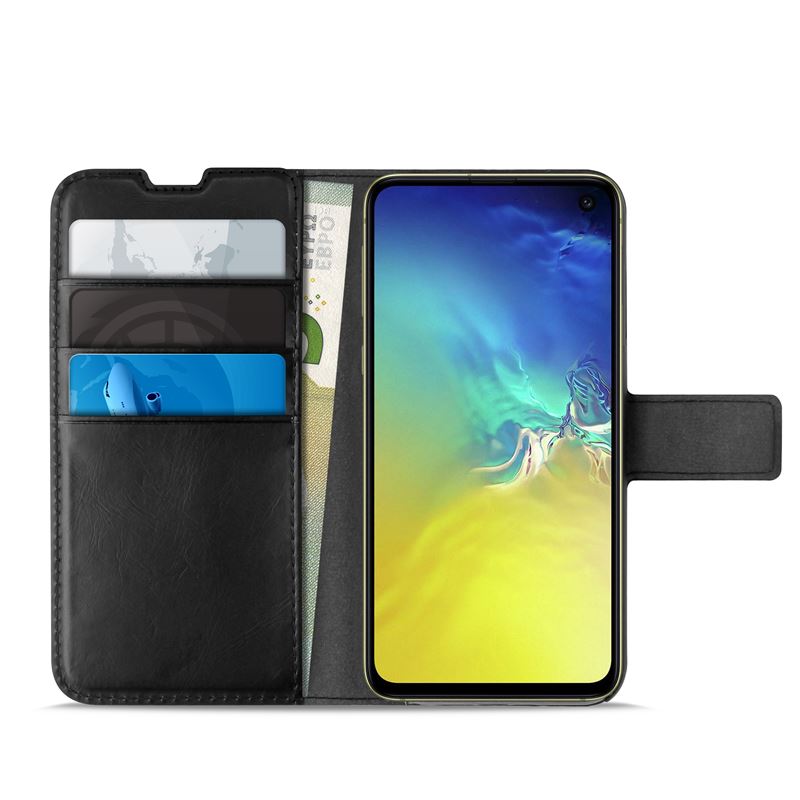 PURO Booklet Wallet Case - Etui Samsung Galaxy S10e z kieszeniami na karty + stand up (czarny)