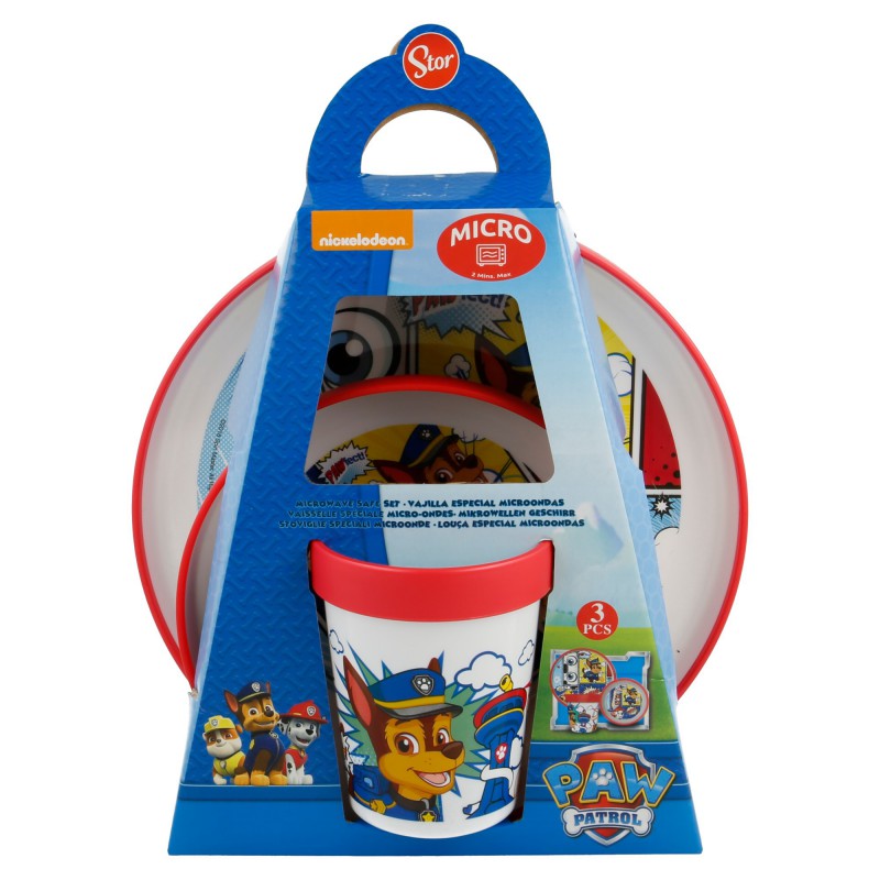 Paw Patrol - Zestaw naczyń do mikrofali Psi Patrol (talerz, miska i kubek 260 ml )