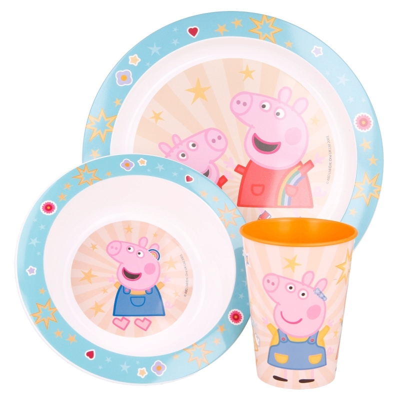 Peppa Pig - Zestaw naczyń do mikrofali (talerzyk + miska + kubek) Świnka Peppa