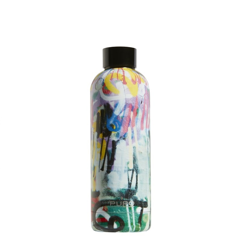 Puro Hot&Cold - Butelka termiczna ze stali nierdzewnej 500 ml (StreetArt - Graffiti Black)