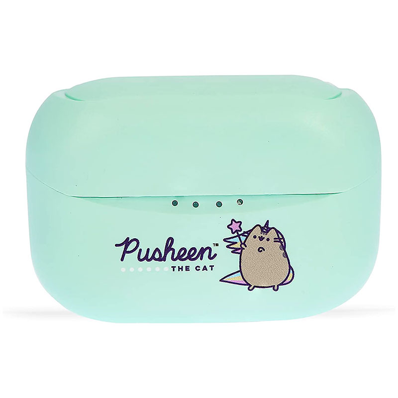 Pusheen - Bezprzewodowe słuchawki Bluetooth TWS z etui ładującym (zielony)