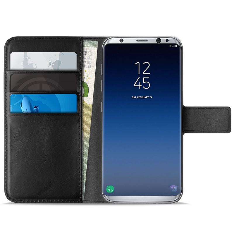 PURO Booklet Wallet Case - Etui Samsung Galaxy S9 z kieszeniami na karty + stand up (czarny)