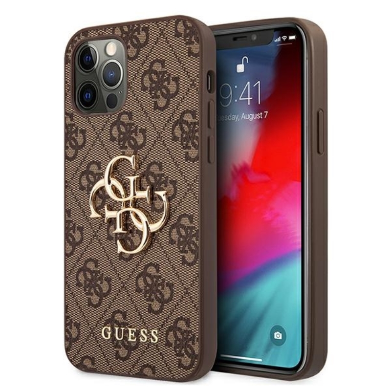 Guess 4G Big Metal Logo - Etui iPhone 12 Pro Max (brązowy)