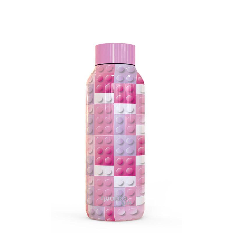 Quokka Solid Kids - Butelka termiczna ze stali nierdzewnej 510 ml (Pink Bricks)