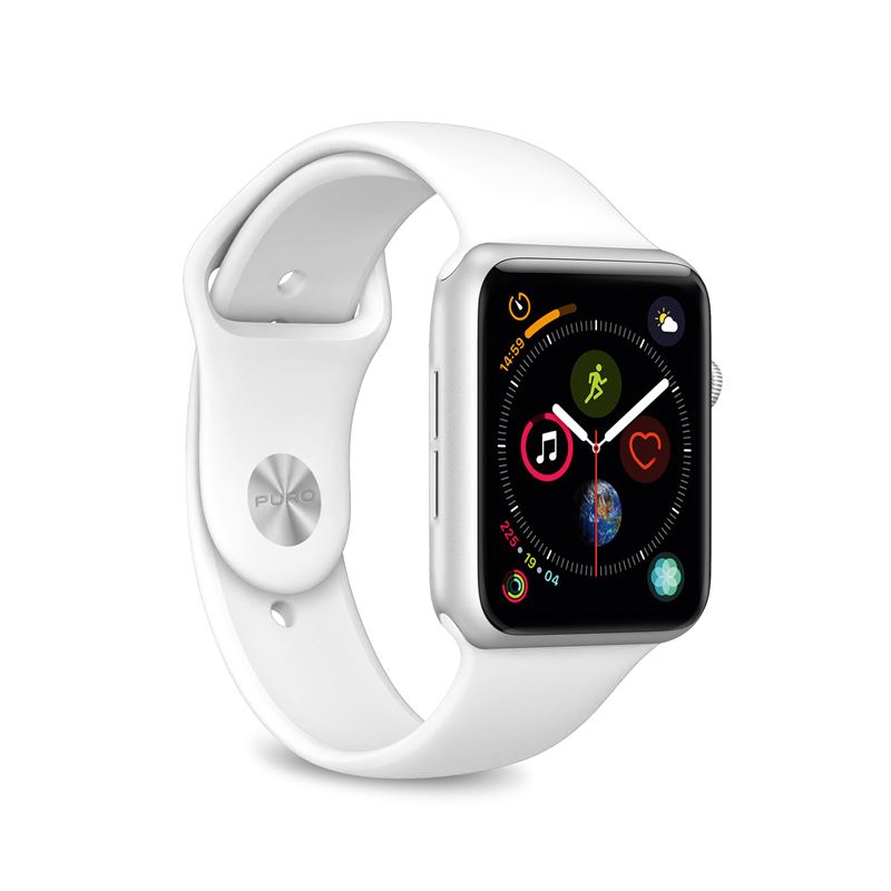 PURO ICON - Elastyczny pasek sportowy do Apple Watch 38/40/41 mm (S/M & M/L) (biały)