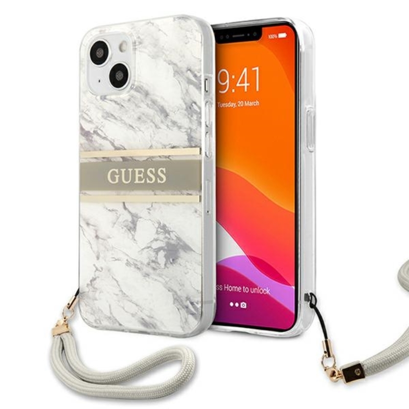 Guess Marble Strap - Etui iPhone 13 (szary)