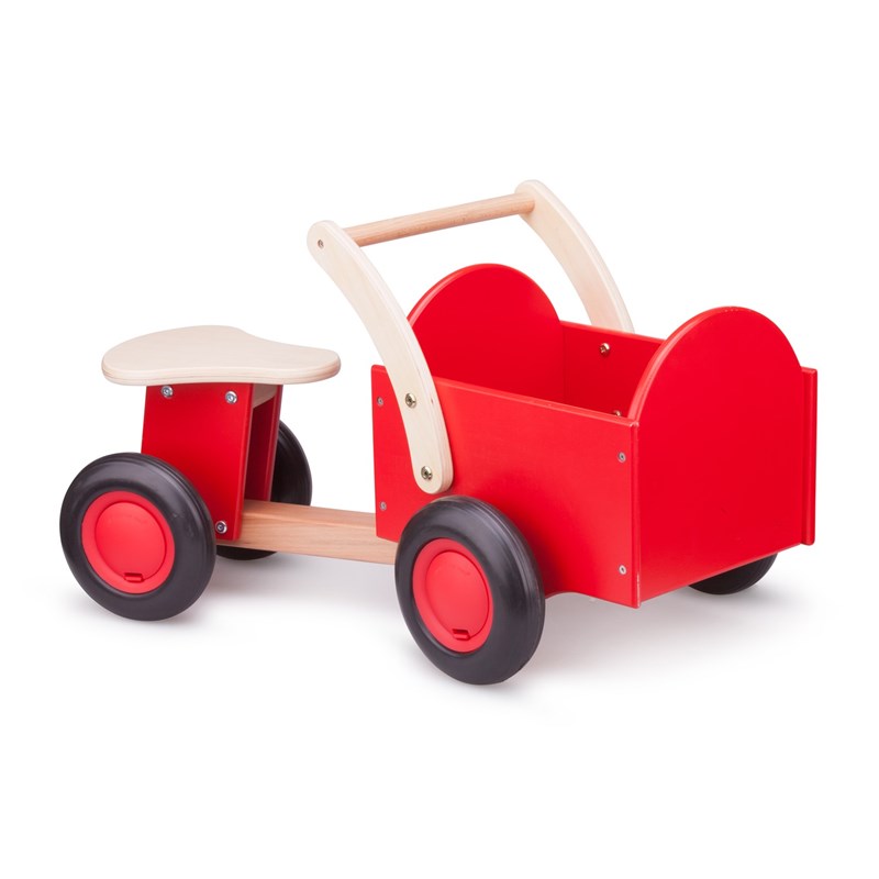 New Classic Toys - Drewniany rowerek biegowy cargo czerwony