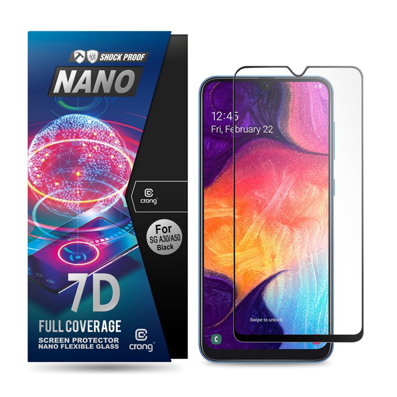 Crong 7D Nano Flexible Glass - Szkło hybrydowe 9H na cały ekran Samsung Galaxy A30 / A50 / A50s