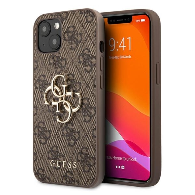 Guess 4G Big Metal Logo - Etui iPhone 13 (brązowy)