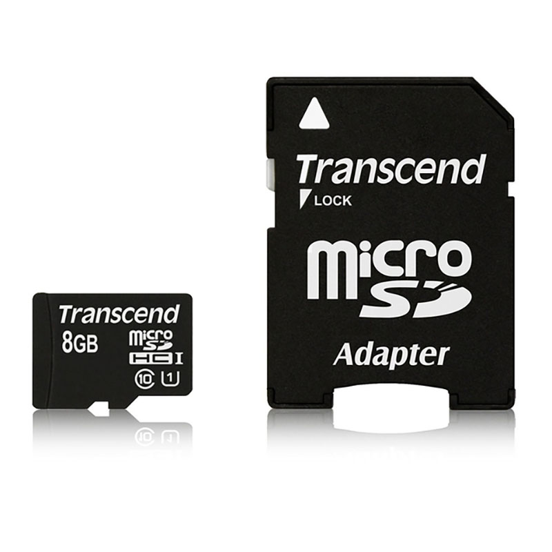 Transcend Memory MicroSDHC - Karta pamięci 8 GB UHS-1 U1 45MB/s z adapterem