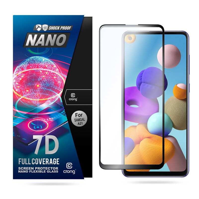 Crong 7D Nano Flexible Glass - Szkło hybrydowe 9H na cały ekran Samsung Galaxy A21s