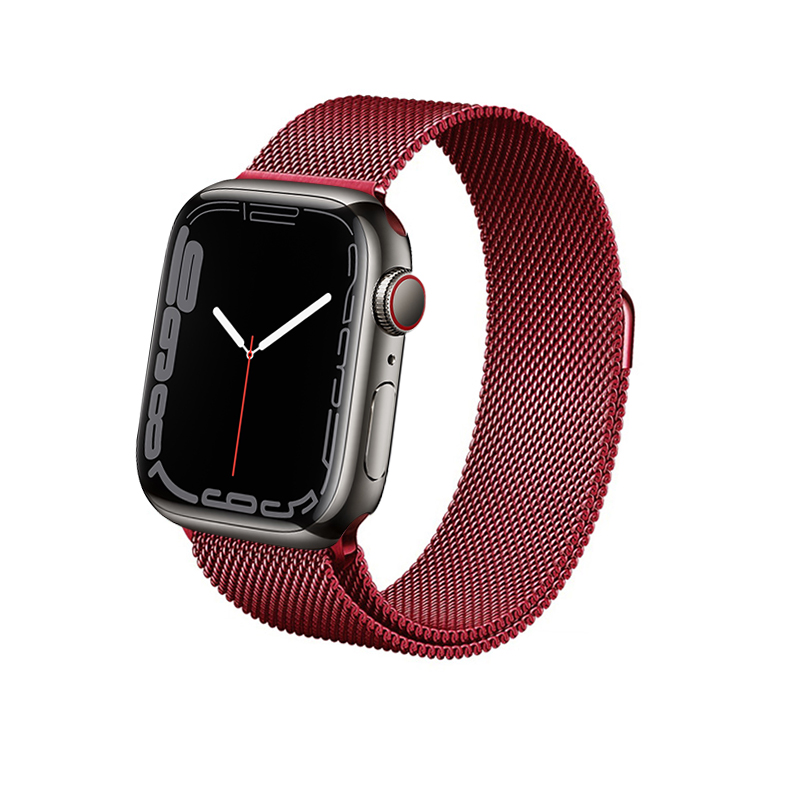 Crong Milano Steel – Pasek ze stali nierdzewnej do Apple Watch 42/44/45/49 mm (czerwony)