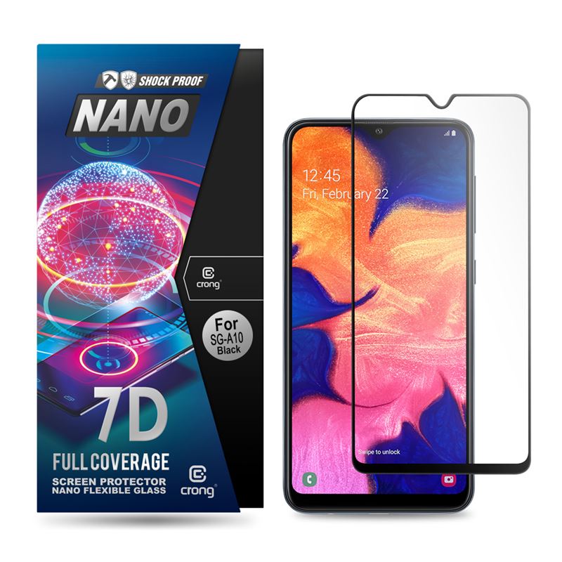 Crong 7D Nano Flexible Glass - Szkło hybrydowe 9H na cały ekran Samsung Galaxy A10