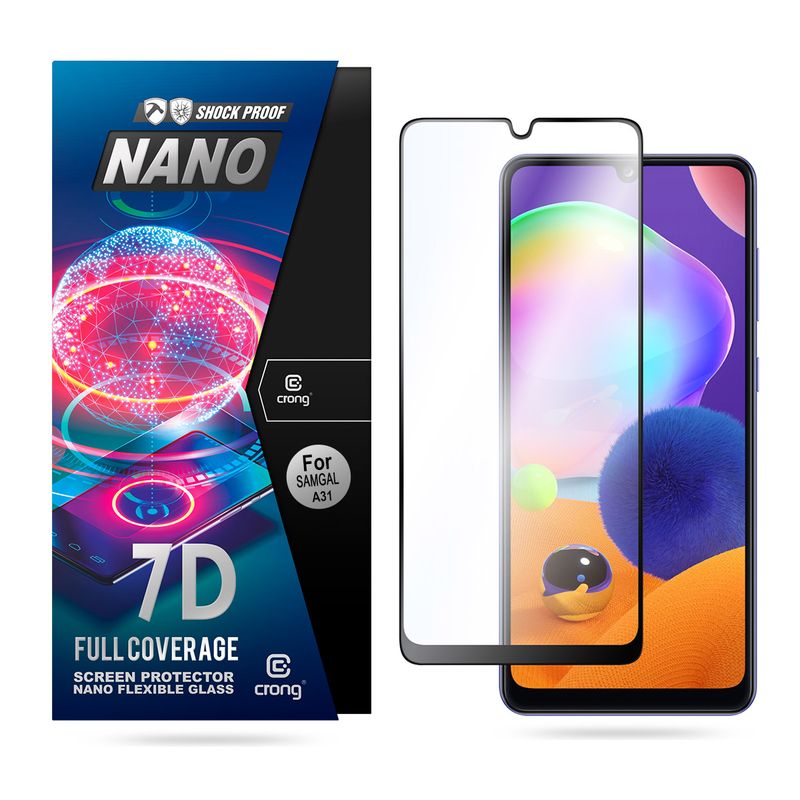 Crong 7D Nano Flexible Glass - Szkło hybrydowe 9H na cały ekran Samsung Galaxy A31