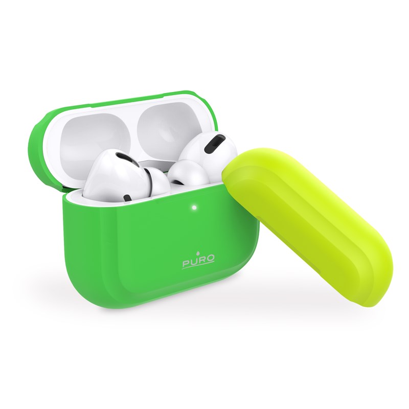 PURO ICON Fluo Case - Etui do Airpods Pro z dodatkową osłonką (Fluo Green + Fluo Yellow Cap)