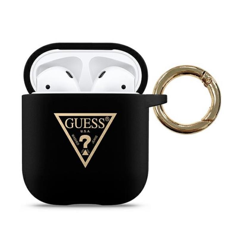 Guess Silicone Triangle Logo - Etui Airpods (czarny)