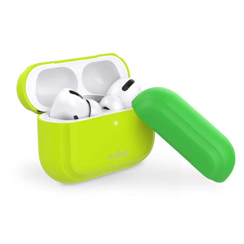 PURO ICON Fluo Case - Etui do Airpods Pro z dodatkową osłonką (Fluo Yellow + Fluo Green Cap)