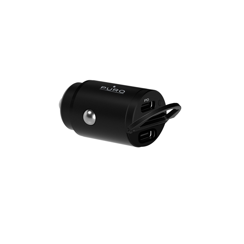 PURO Mini Car Fast Charger – Ładowarka samochodowa 2 x USB-C Power Delivery 30 W (czarny)