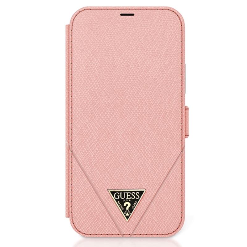 Guess Booktype Saffiano V – Etui iPhone 12 mini (różowy)