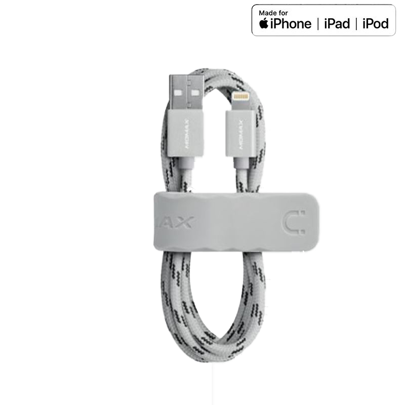 Momax Elite link - Kabel połączeniowy USB do Lightning MFi + elastyczny stojak, 2.4 A, 1 m (Silver)