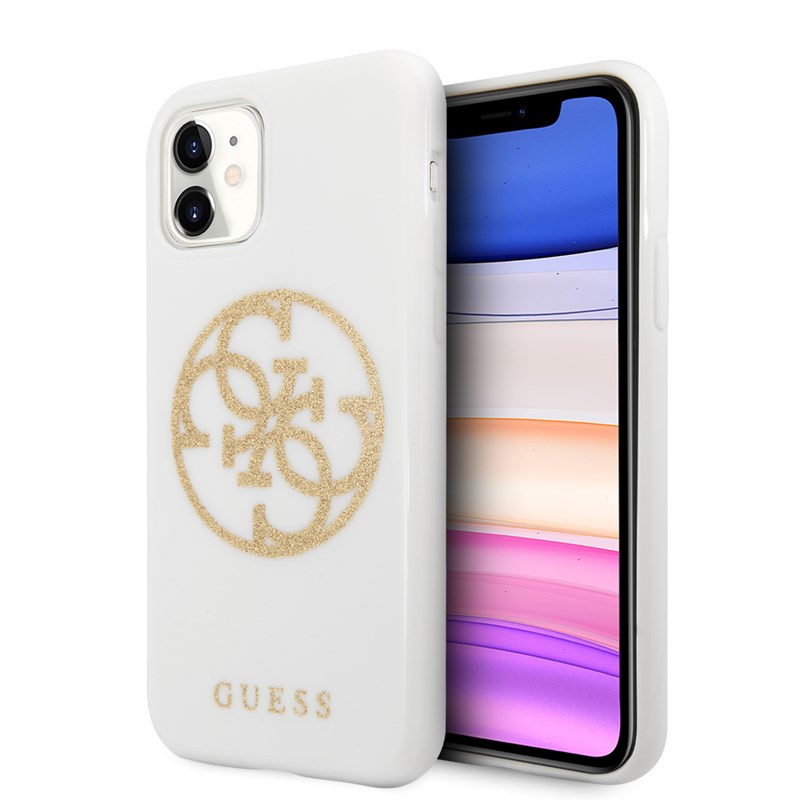 Guess Circle Glitter 4G - Etui iPhone 11 (biały)