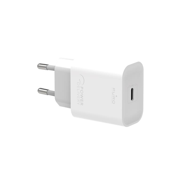 PURO Mini Fast Travel Charger - Szybka ładowarka sieciowa USB-C Power Delivery 20W (biały)